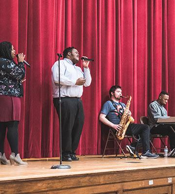 The Bethel Worship Center band performs for the 2020 Martin Luther King Jr. holiday celebration at Bethel.