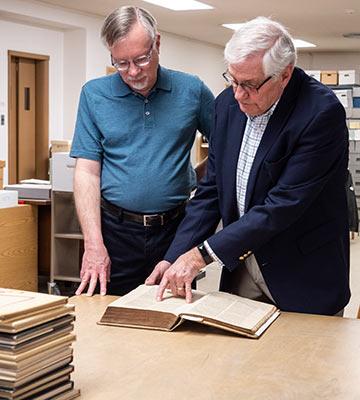 John Thiesen and Dale Schrag with the Erasmus Bible