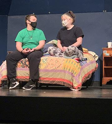 Nathaniel Schmucker and Jaxie Gerk rehearse a scene from "I and You" by Lauren Gunderson