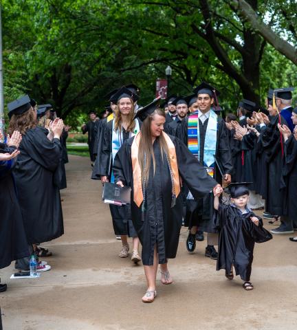 Christina Marr and her son Eli after commencement May 14, 2023