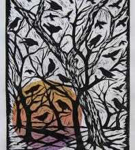 Detail from a print by Kathleen Schroeder, member of the Springdale Printmakers