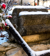 Threshing stone in snow