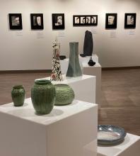 Examples of work by Tom and Pam Voth in the Regier Art Gallery at Bethel College