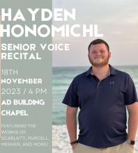 Hayden Honomichl photo on recital poster